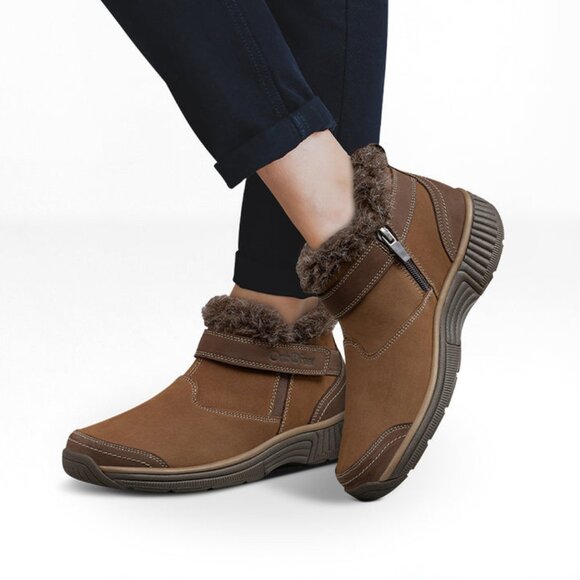 Orthofeet Siena Suede Leather Ankle Boots Brown Size 9.5 B Medium NEW - Picture 2 of 15